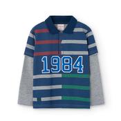 Boboli Navy Knit Polo Rubgy Shirt image