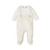Babidu Unisex All in One Beige Striped Babygrow image