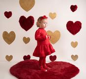 Little A by A dee Harmony heart faux fur dress with diamante tights image