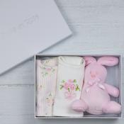 Emile et Rose Tilda Pink Floral Print Bib Gift Set image