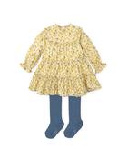 Tutto Piccolo Yellow &amp;amp; Blue Dress &amp;amp; Tights Set image