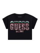 Guess Black Cotton Sequin T-Shirt