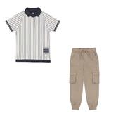 Quapi Stripped Top and Dark Sand Cargo Pants