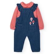 Boboli Collared Bodysuit and Denim Dungaree Set image