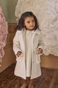 Patachou Ivory &amp;amp; Gold Tweed Coat with Faux Fur Trims