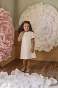 Patachou Ivory Tweed Dress with Embroidered Tulle Collar