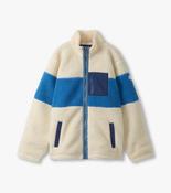 Hatley Boys White Smoke Faux Sherpa Zip-Up Jacket image