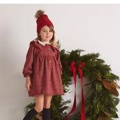 Babidu Red Tartan Cotton Dress with Ruffle Collar