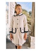 Patachou Ivory Bouclé Coat with Fringed Black