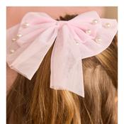 Caramelo Pearl Hair Bow - Pink