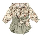 Calamaro Green Floral Bloomer Set