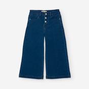 Zippy Wide Leg Button Denim Pants - Blue image