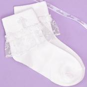 Peridot Georgina White Frill and Cross Ankle Socks