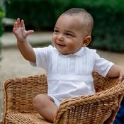 Emile et Rose Leon Boys White Smart Cotton Romper image