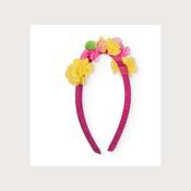Girls’ headband in plain fabric with floral embellishments