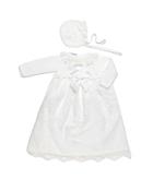 Juliana White Lace Baby Gown and Bonnet image