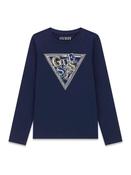 Guess Long Sleeve Blue Sequins Logo Top