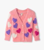 Hatley Jumbo Hearts Fuzzy Cardigan Flamingo Pink