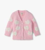 Hatley Orchid Pink Flower Fuzzy Cardigan
