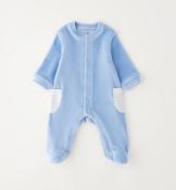 iDo Blue Velour Romper with Feet image