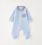 IDO baby blue velour all in one babygrow image