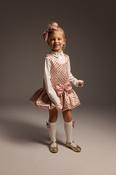 Daga Girls Sparkle Blush Puffball Pinafore Set - Ivory Pink image