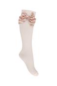 Daga Girls Sparkle Blush Taffeta Bow Knee Socks - Ivory Pink image