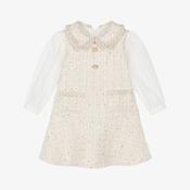 Patachou Ivory Tweed Dress with Chiffon Sleeves image