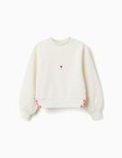 Zippy Round neck Fleece Sweater - White