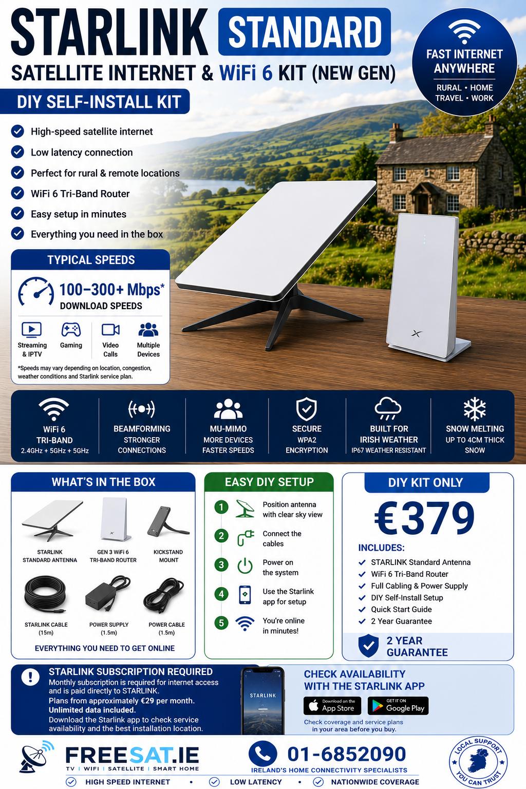 STARLINK Standard Satellite Antenna & WiFi Router Kit (New Gen) - Tri ...