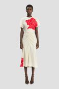 VICTORIA BECKHAM BELA MIDI DRESS IN SHELL FLORAL PRINT