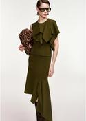 ESSENTIEL ANTWERP KNOW KNITTED TOP WITH FRILL IN KHAKI image