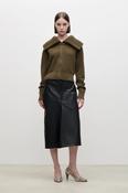 VICTORIA BECKHAM WIDE COLLAR ZIP JUMPER IN GREEN