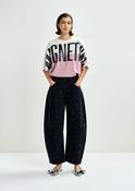 ESSENTIEL ANTWERP BLACK FLORAL-PRINT BARREL-LEG CROPPED JEANS image