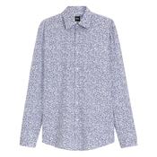 Boss Slim-fit shirt in floral-print stretch-cotton poplin - Blue