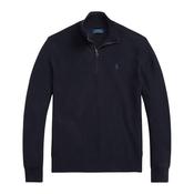 Polo Ralph Lauren Mesh-Knit Cotton Quarter-Zip Jumper - Heather Navy image
