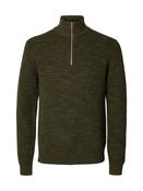 Selected Homme Dane Structured Half - Zip Knit - Green