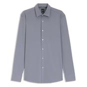 Boss Slim-fit shirt in structured performance-stretch fabric - Navy image