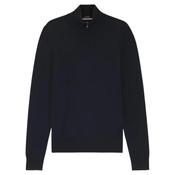 Boss Black Hemarlo Wool/Cashmere Mix Zip Neck - Navy Blue