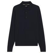 Boss Black H-Lancione - Regular-fit knit polo in merino wool Dk Blue image