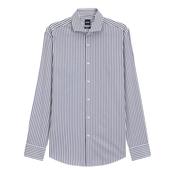 Boss Slim-fit shirt in easy-iron striped stretch cotton - Blue image
