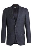 Boss Slim-fit suit jacket in patterned stretch fabric - Blue