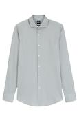 Boss Slim-fit shirt in easy-iron striped stretch cotton - Green image