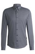 Boss Slim-fit shirt in cotton jacquard - Blue image