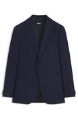 Boss Slim-fit H-Hutson Blazer in a patterned virgin wool blend - Blue image