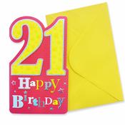 Pink Stars<br /> 21st Birthday Card image
