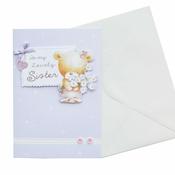 Birthday Card Sister- Teddy and Flowers image