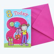 Birthday Card  8th Birthday Presents and Balloons image
