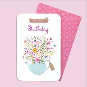 Birthday <br /> Teapot and Flowers image
