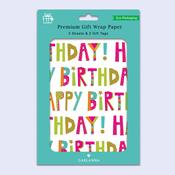 Premium Gift Wrap &amp;amp; 2 Tags <br /> Funky Birthday image